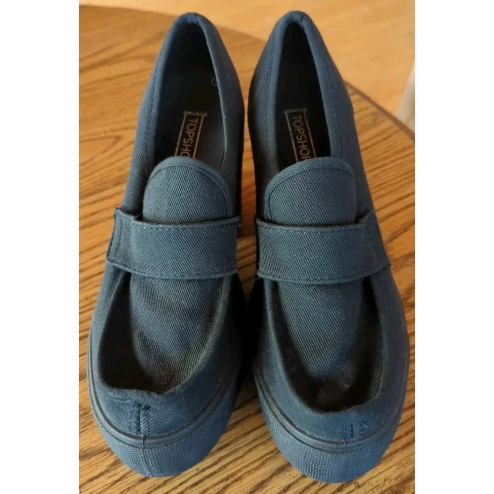 Vintage Topshop Shoes Womens US 8 Black Canvas 4.5